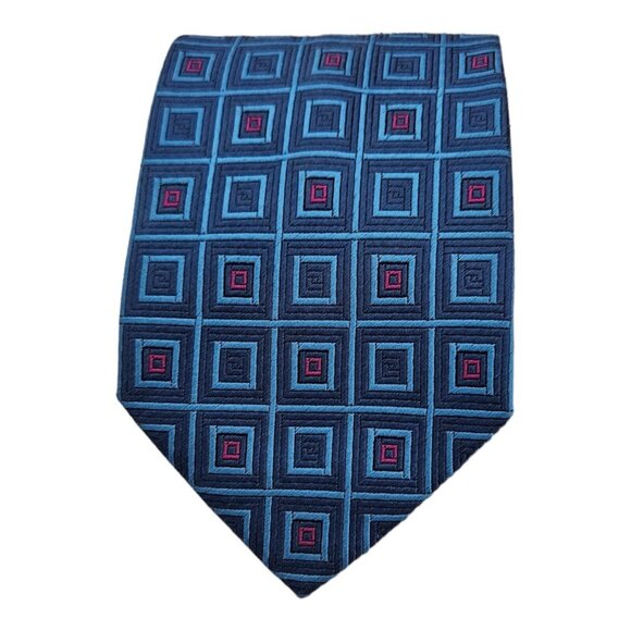 ERVÉ JACQUES Blue Geometric Silk Tie ITALY 59”/ 4” EC - Picture 1 of 5